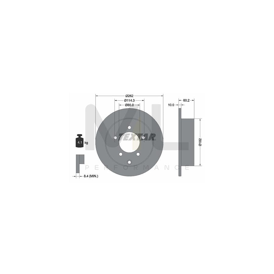 TEXTAR 92227400 Brake Disc for MITSUBISHI LANCER Solid, without wheel hub, without wheel studs | ML Performance Car Parts