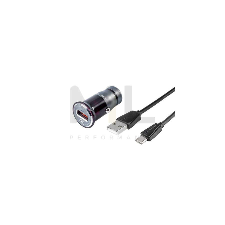 CARMOTION 63001 In-car charger 1m, Number of inlets/outlets: 1, with USB cable, USB type-C, Black