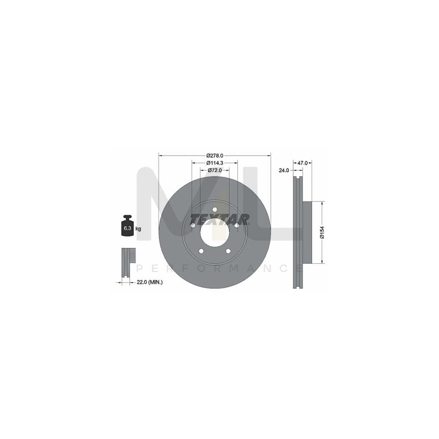 TEXTAR PRO 92146503 Brake Disc Internally Vented, Coated, without wheel hub, without wheel studs | ML Performance Car Parts