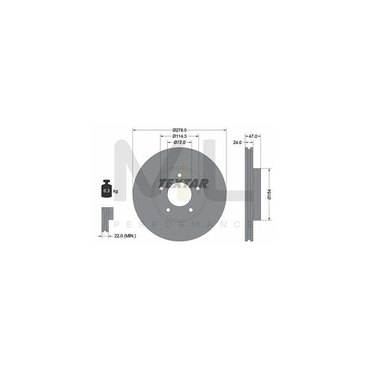 TEXTAR PRO 92146503 Brake Disc Internally Vented, Coated, without wheel hub, without wheel studs | ML Performance Car Parts