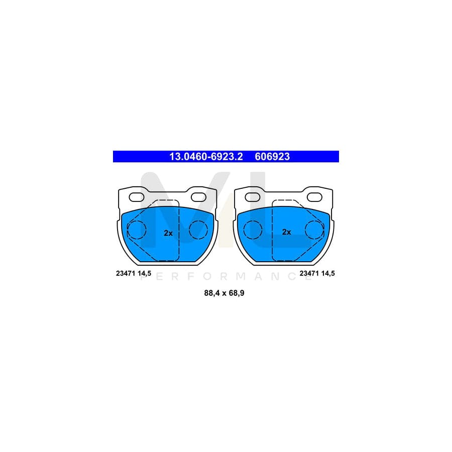ATE 13.0460-6923.2 Brake pad set for LAND ROVER DEFENDER excl. wear warning contact, not prepared for wear indicator