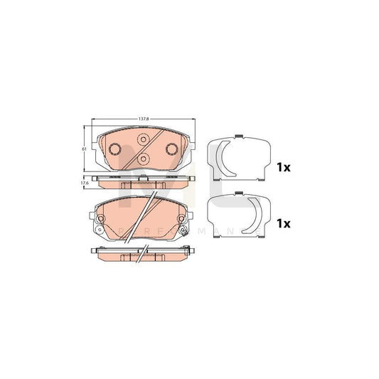 TRW Gdb3647 Brake Pad Set With Acoustic Wear Warning, With Accessories | ML Performance Car Parts