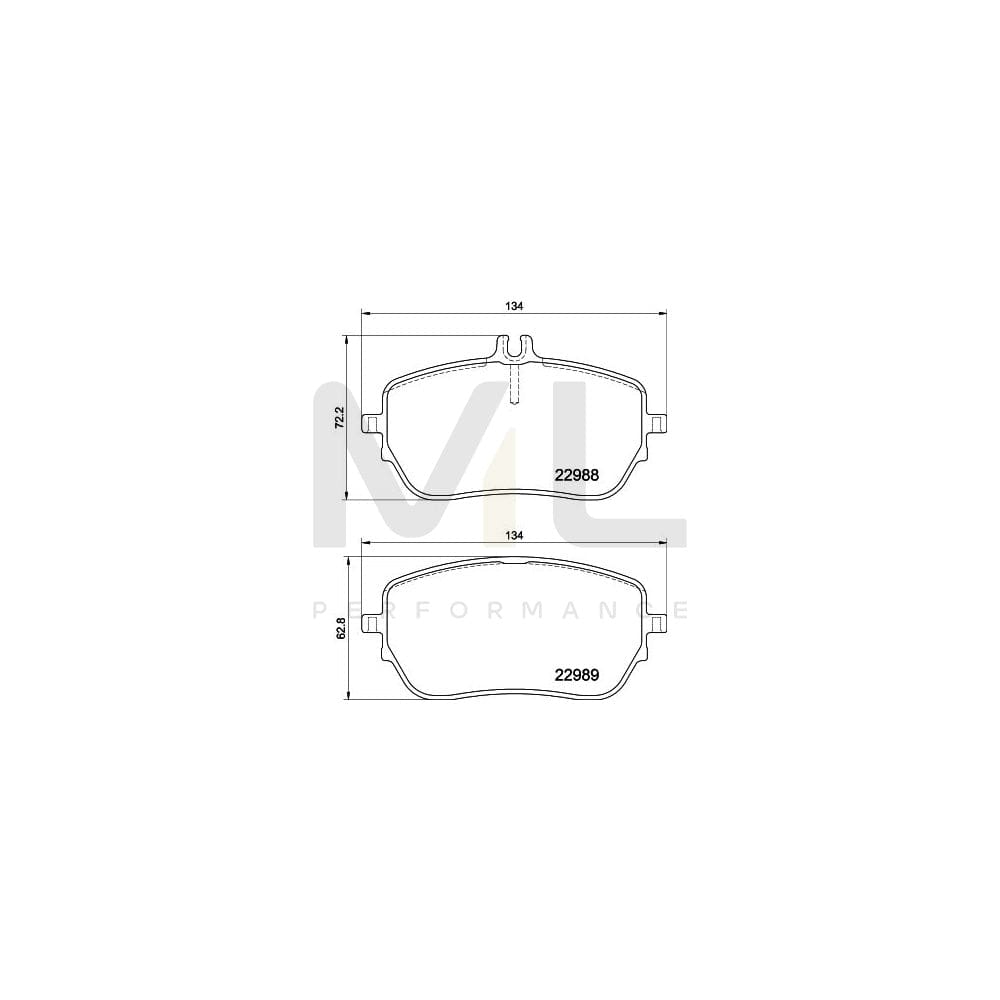 Hella 8DB 355 037-961 Brake Pad Set Prepared For Wear Indicator, With Brake Caliper Screws, With Accessories
