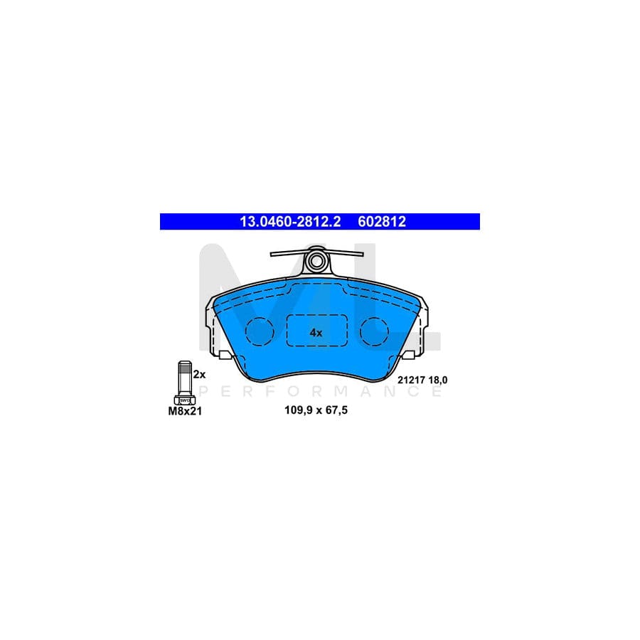 ATE 13.0460-2812.2 Brake pad set excl. wear warning contact, with brake caliper screws