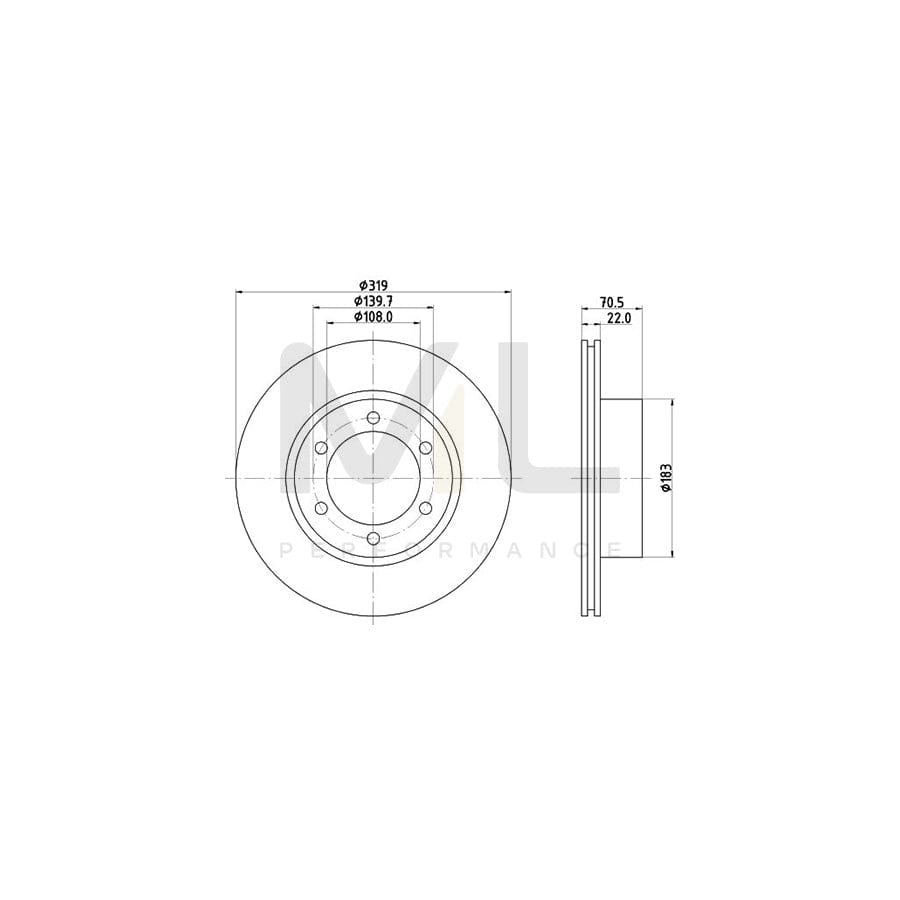 HELLA 8DD 355 106-241 Brake Disc Internally Vented, without wheel hub, without wheel studs