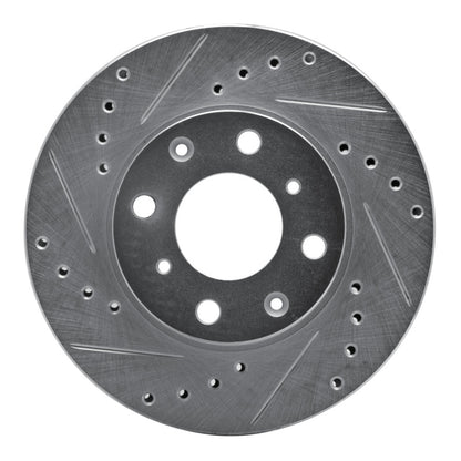 R1 Concepts R1 86-91 Acura Integra Front Left Drilled & Slotted Silver Brake Rotor