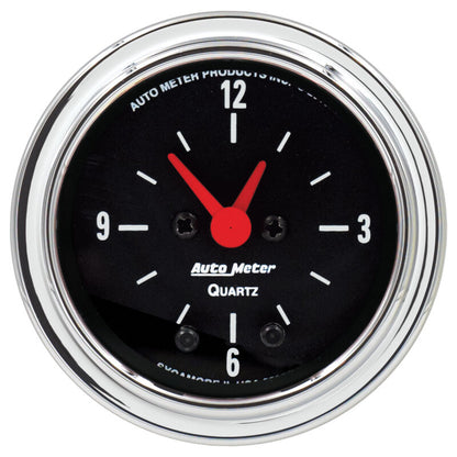 Autometer Traditional Chrome 2-1/16in 12HR Analog Clock Gauge