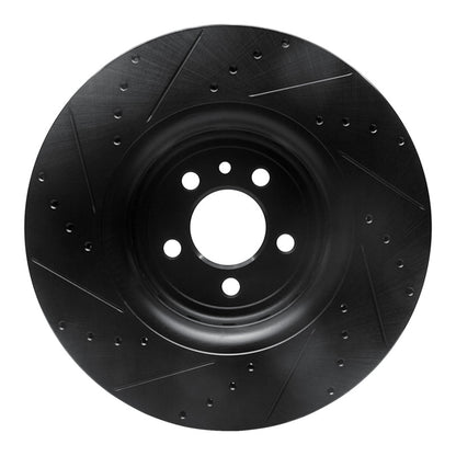 R1 Concepts R1 14-23 Dodge Charger Front Right Drilled & Slotted Black Brake Rotor