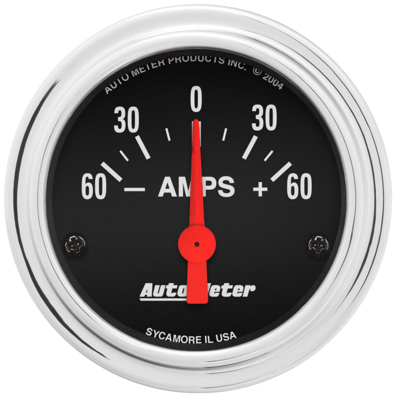 Autometer Traditional Chrome Electrical Ammeter 2 1/6in 60A Gauge