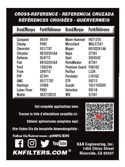 K&N Engineering K&N Performance Oil Filter - 14-18 Fiat 500L 1.4L L4 Gas