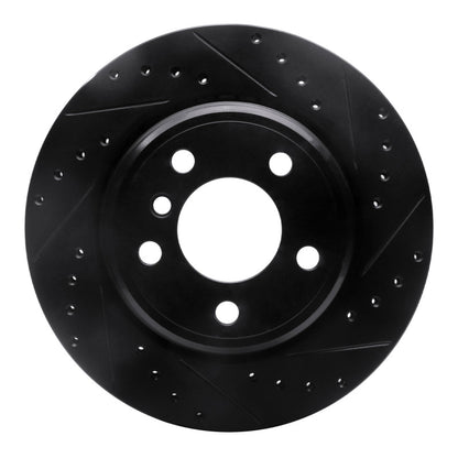 R1 Concepts R1 02-06 BMW X5 Rear Right Drilled & Slotted Black Brake Rotor