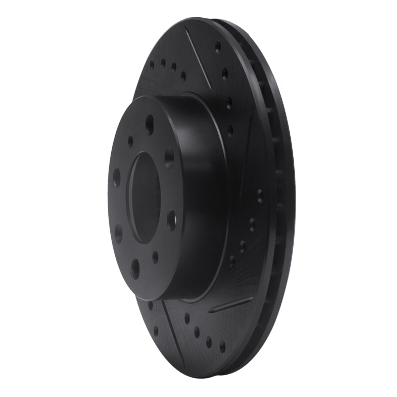 R1 Concepts R1 84-90 Honda Accord Sedan Front Right Drilled & Slotted Black Brake Rotor