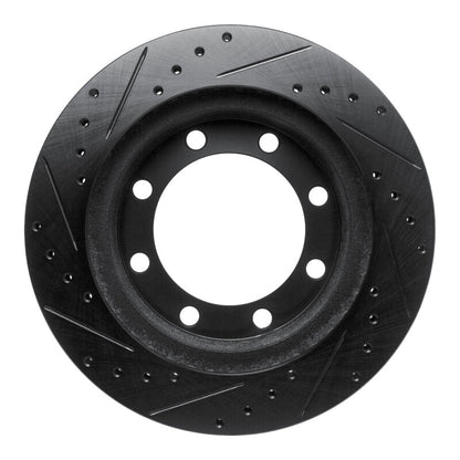 R1 Concepts R1 95-99 Ford F-350 4WD (Excl Super Duty) Front Right Drilled & Slotted Black Brake Rotor