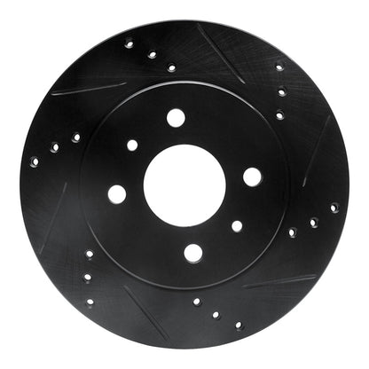 R1 Concepts R1 91-02 Saturn SW1 Front Right Drilled & Slotted Black Brake Rotor