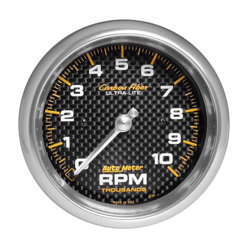 Autometer Carbon Fiber 3 3/8 10000 RPM In-Dash Tachometer