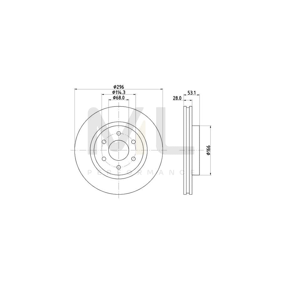 HELLA 8DD 355 126-841 Brake Disc Internally Vented, Coated, without wheel hub