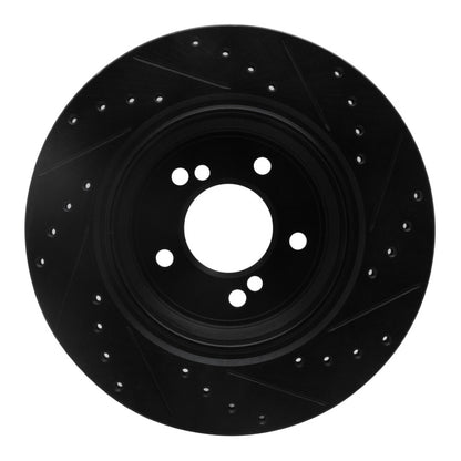 R1 Concepts R1 00-06 BMW M5 Rear Left Drilled & Slotted Black Brake Rotor
