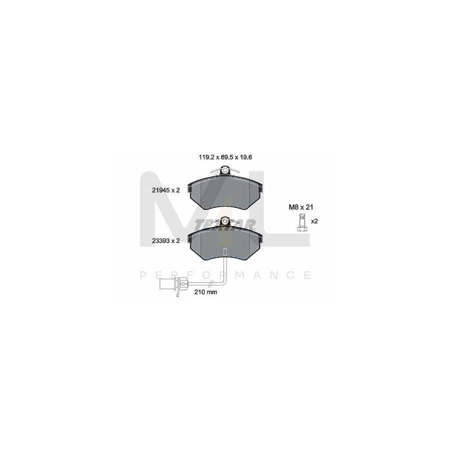 TEXTAR 2194504 Brake pad set with integrated wear warning contact, with brake caliper screws | ML Performance Car Parts