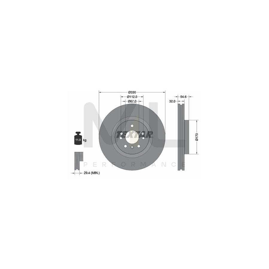 TEXTAR PRO+ 92150605 Brake Disc Internally Vented, Coated, High-carbon, without wheel hub, without wheel studs | ML Performance Car Parts