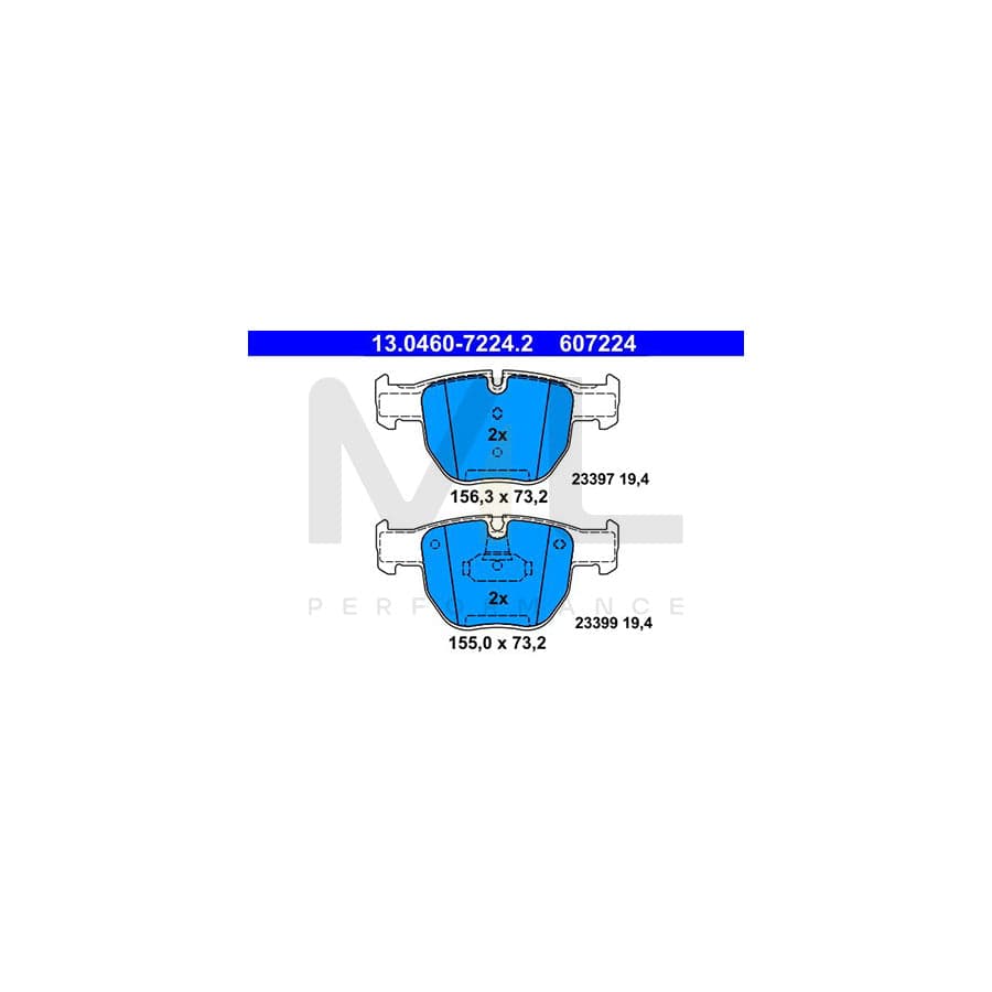 ATE 13.0460-7224.2 Brake pad set for LAND ROVER Range Rover III (L322) excl. wear warning contact, prepared for wear indicator