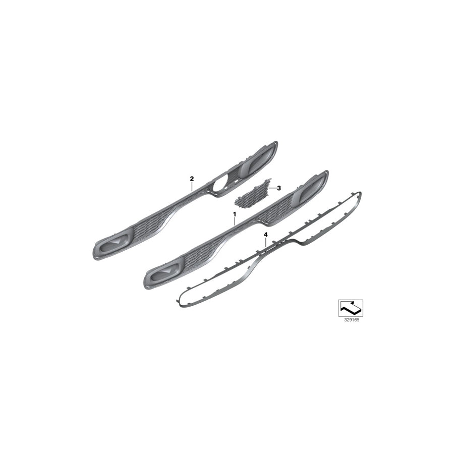 Genuine BMW Mini 51127365090 F56 F55 Grill For Bumper, Rear HTV (Inc. Cooper S & Cooper SD) | ML Performance US Car Parts