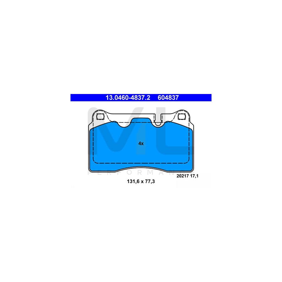 ATE 13.0460-4837.2 Brake pad set for LAND ROVER RANGE ROVER excl. wear warning contact, prepared for wear indicator, Right Connector