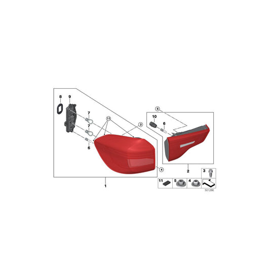 Genuine BMW 63217467920 G01 Bulb Socket, Rear Light Side Panel,Right (Inc. X3 20iX, X3 30iX & X3 20dX) | ML Performance US