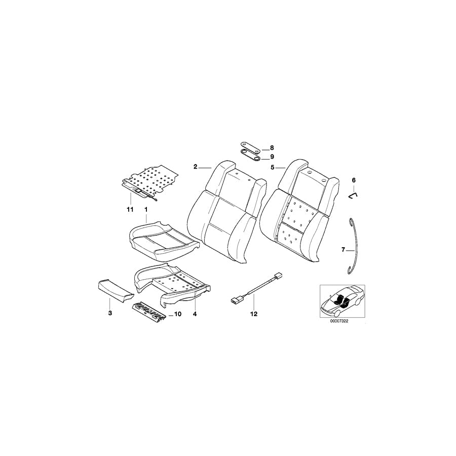 Genuine BMW 52108162302 E38 Pad Seat Backrest (Inc. 740i, 728iL & 750i) | ML Performance US Car Parts