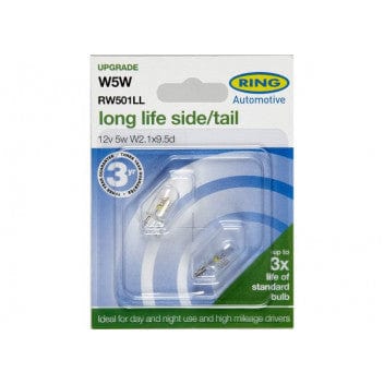 RING RW501LL 12V 5W W5W Capless W2.1X9.5d Side & Tail  (Long Life)