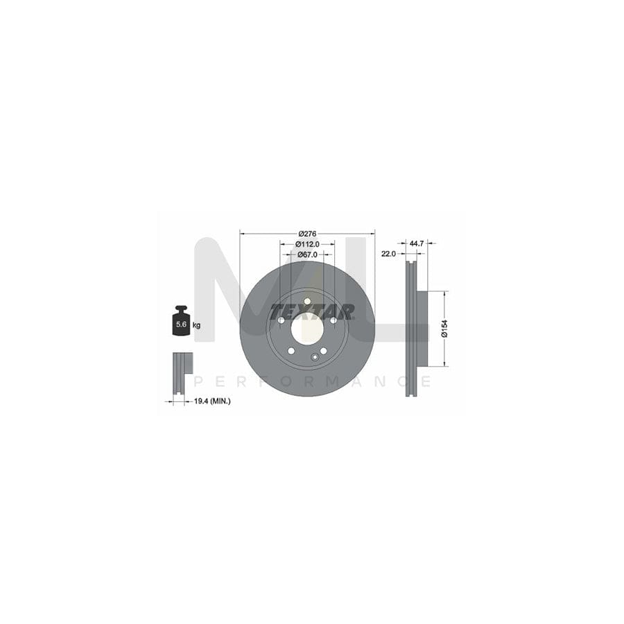 TEXTAR 92131900 Brake Disc Internally Vented, without wheel hub, without wheel studs | ML Performance Car Parts