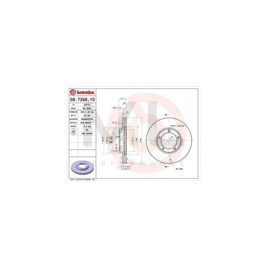 BREMBO 09.7266.10 Brake Disc for TOYOTA Hilux VI Pickup Internally Vented | ML Performance Car Parts