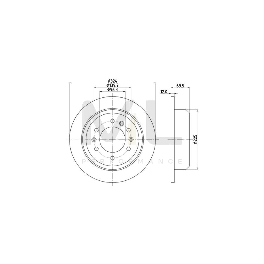 HELLA 8DD 355 114-041 Brake Disc for KIA SEDONA Solid, without wheel hub, without wheel studs