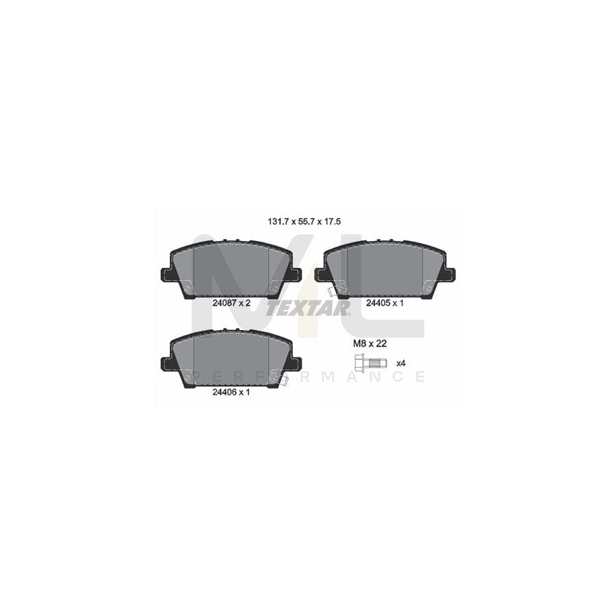 TEXTAR 2408701 Brake pad set for HONDA Civic VIII Hatchback (FN, FK) with acoustic wear warning | ML Performance Car Parts