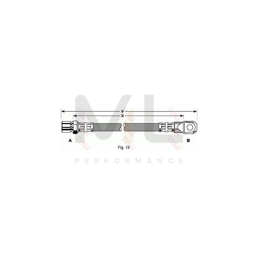 TRW PHD260 Brake Hose 505mm, M10x1,25 | ML Performance Car Parts
