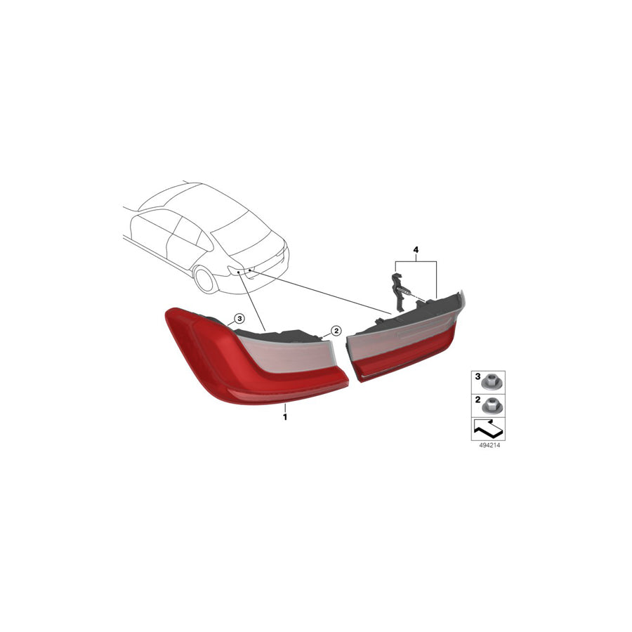 Genuine BMW 63217420456 G20 Rear Light In Trunk Lid, Right (Inc. M340i, M340iX & 330i) | ML Performance US