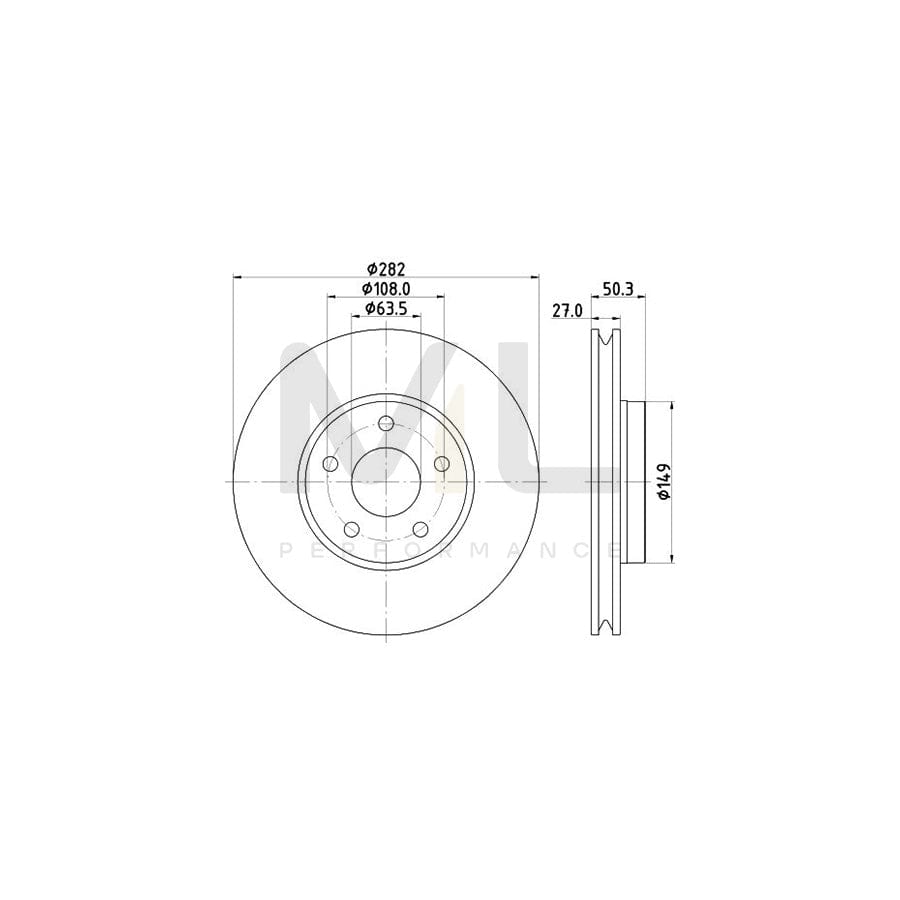 HELLA 8DD 355 132-021 Brake Disc for FORD FOCUS Internally Vented, Coated, High-carbon, without wheel hub, without wheel studs