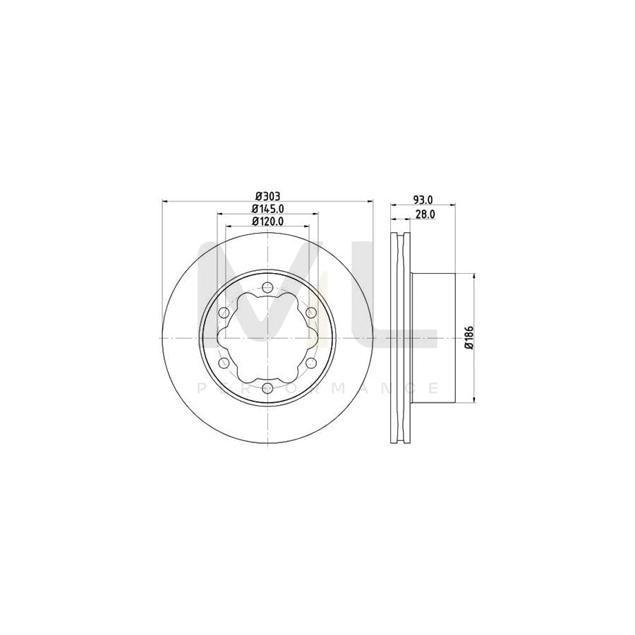 HELLA 8DD 355 118-061 Brake Disc Internally Vented, without wheel hub, without wheel studs