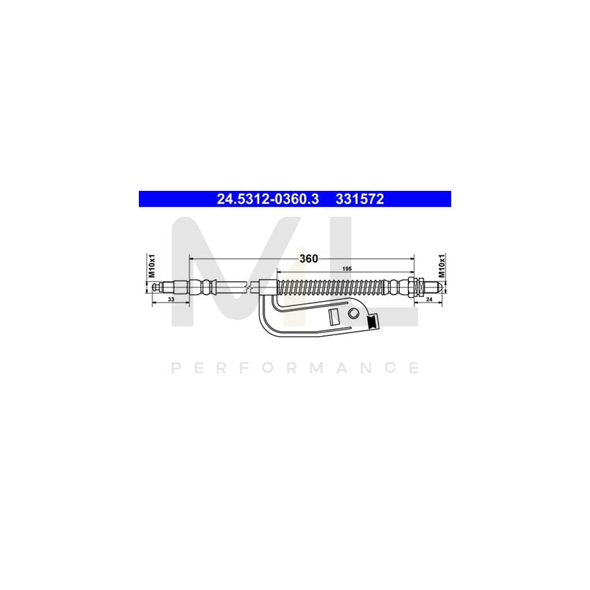 ATE 24.5312-0360.3 Brake Hose 360mm