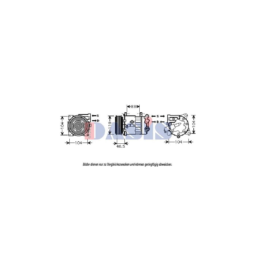 AKS Dasis 851872N Compressor, Air Conditioning for Peugeot 406 Saloon