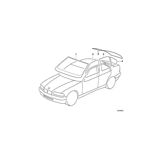 Genuine BMW 51368119078 E36 Side Window Green Right (Inc. 325is, 328i & M3) | ML Performance US Car Parts