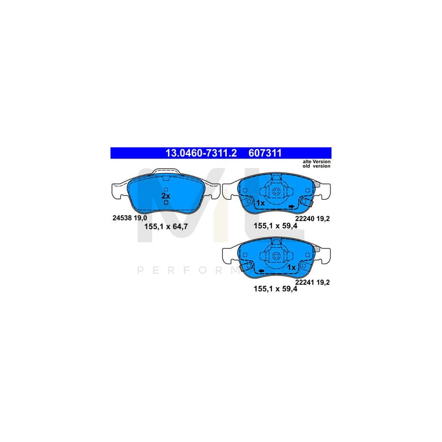 ATE 13.0460-7311.2 Brake pad set with acoustic wear warning