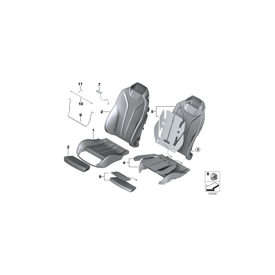 Genuine BMW 52108058350 F83 F83 Leather Cover Sport Backrest Right SAKHIRORANGE (Inc. M4) | ML Performance US Car Parts