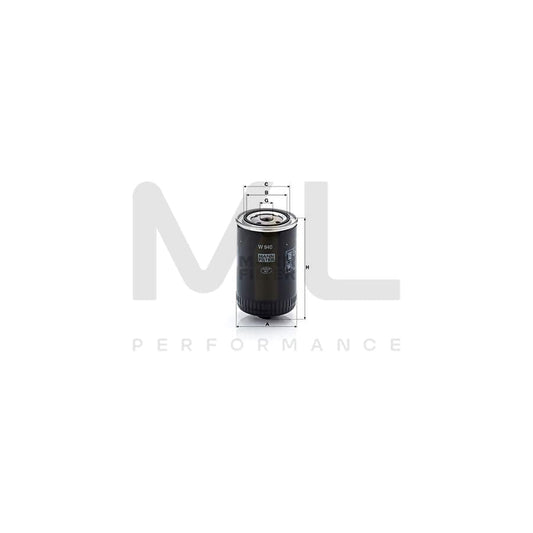 MANN-FILTER W 940 (10) Oil Filter Spin-on Filter, with one anti-return valve