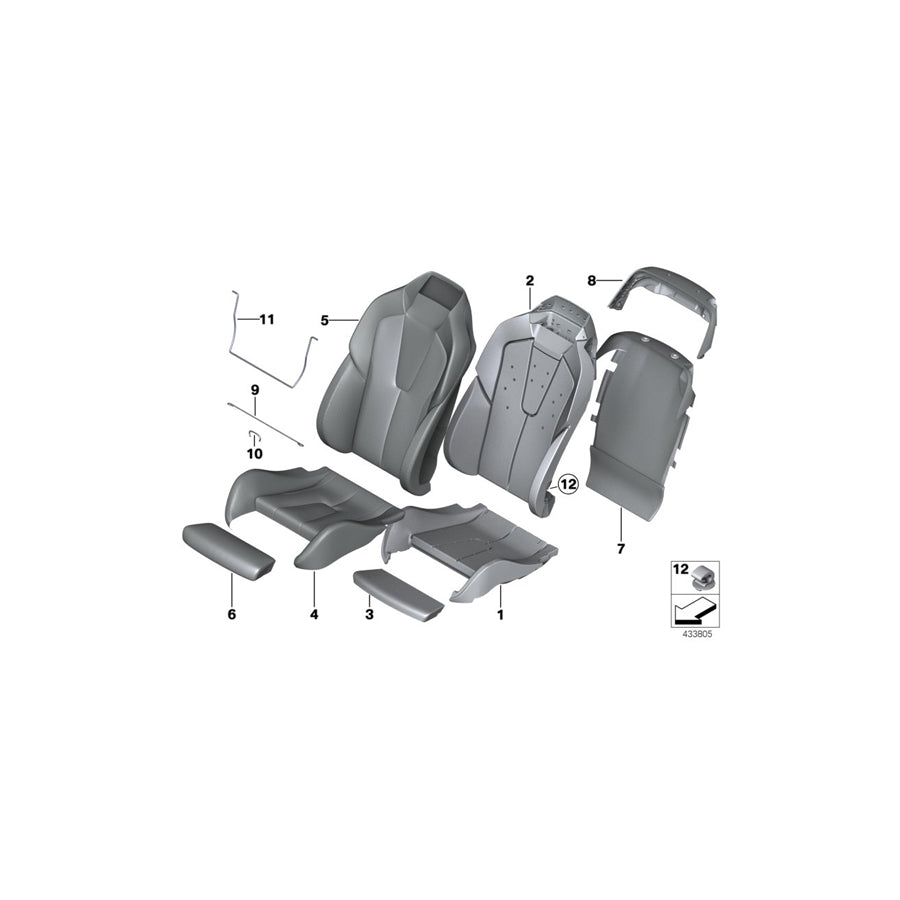 Genuine BMW 52108053046 F12 F13 F06 Cover, Comf. Backrest, Rear Leather Rt LKDA,X3DA ORANG (Inc. M6) | ML Performance US Car Parts