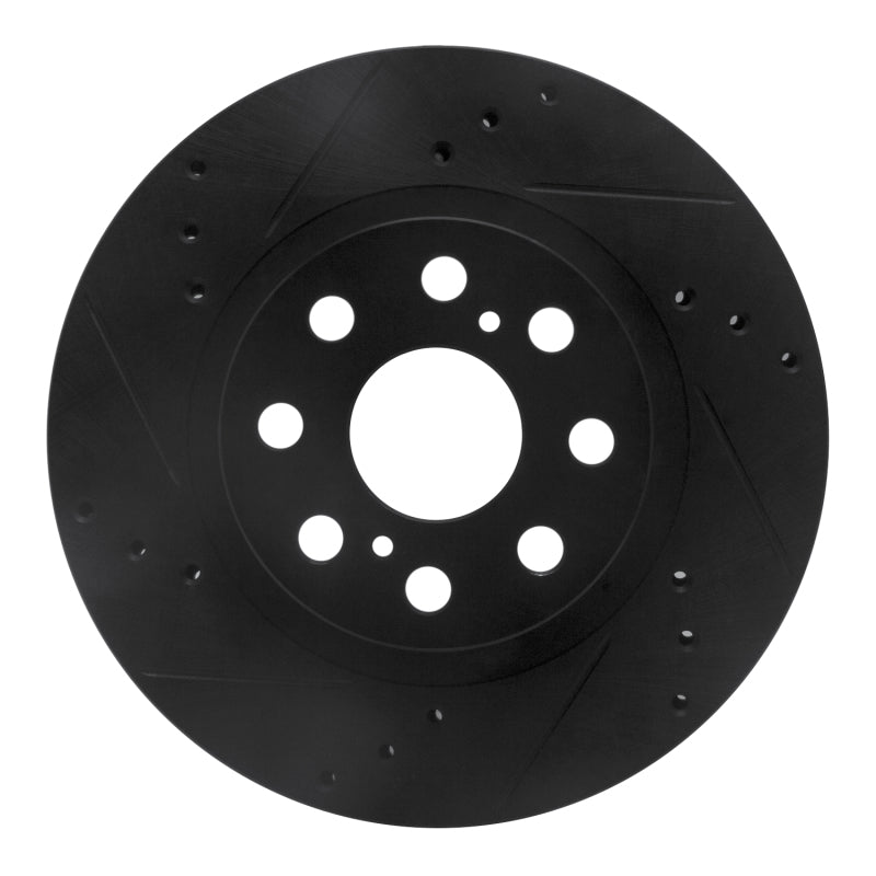 R1 Concepts R1 00-05 Toyota MR2 Spyder Rear Left Drilled & Slotted Black Brake Rotor
