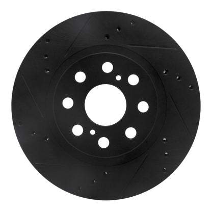 R1 Concepts R1 00-05 Toyota MR2 Spyder Rear Left Drilled & Slotted Black Brake Rotor