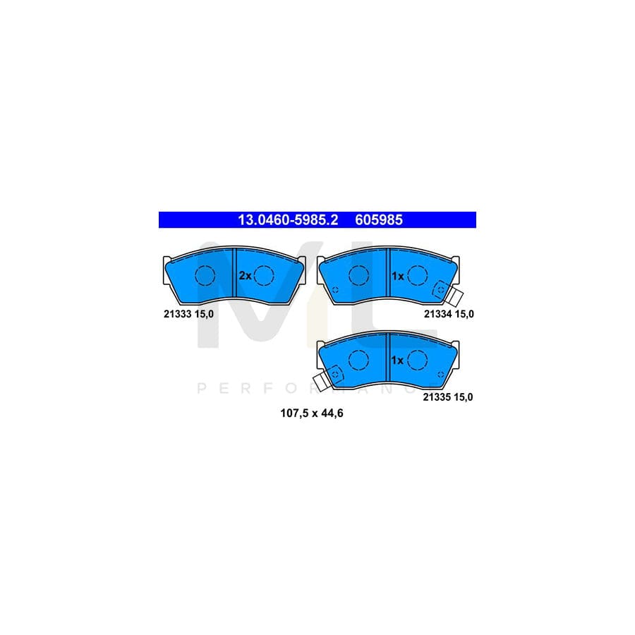 ATE 13.0460-5985.2 Brake pad set with acoustic wear warning