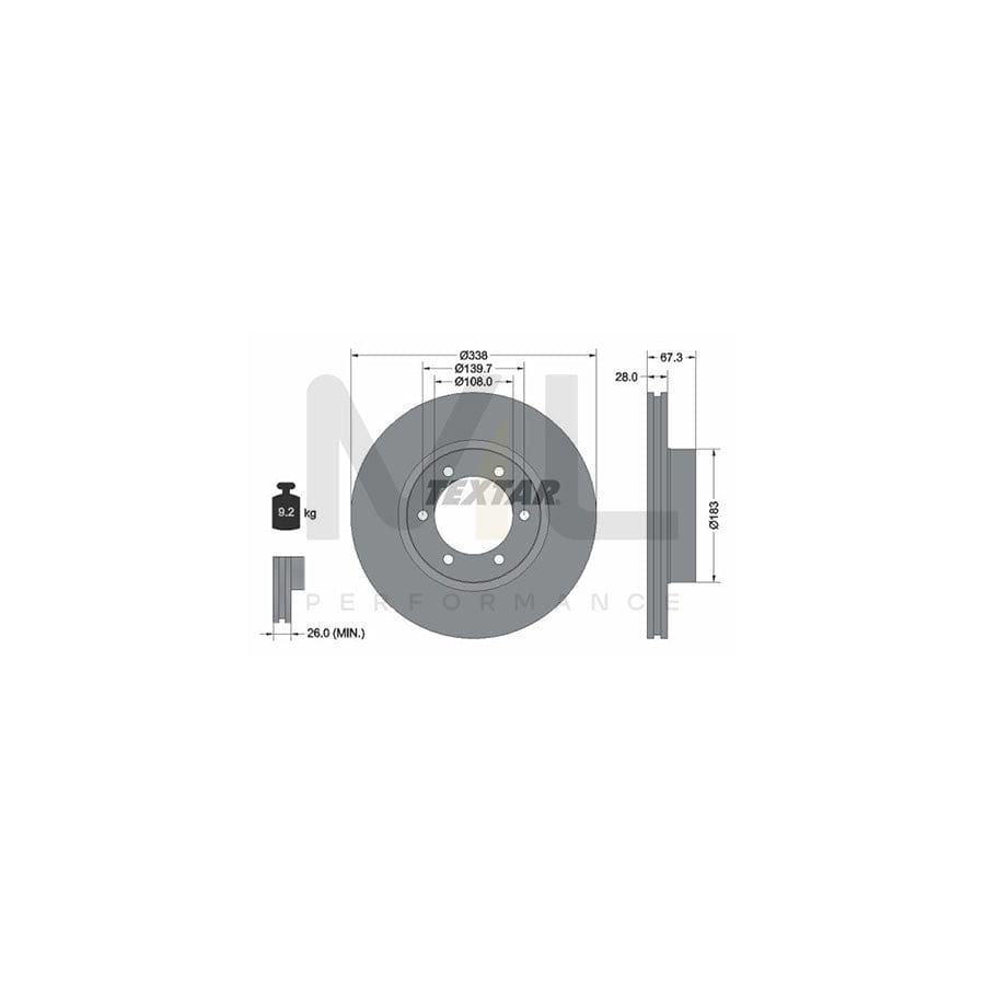 TEXTAR PRO 92137303 Brake Disc Internally Vented, Coated, without wheel hub, without wheel studs | ML Performance Car Parts
