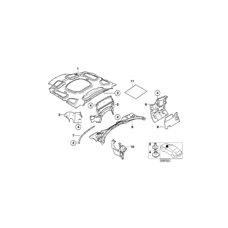 Genuine BMW 51488264204 E52 Sound Insulation, Front Wall,Front,Right (Inc. Alpina V8 & Z8) | ML Performance US
