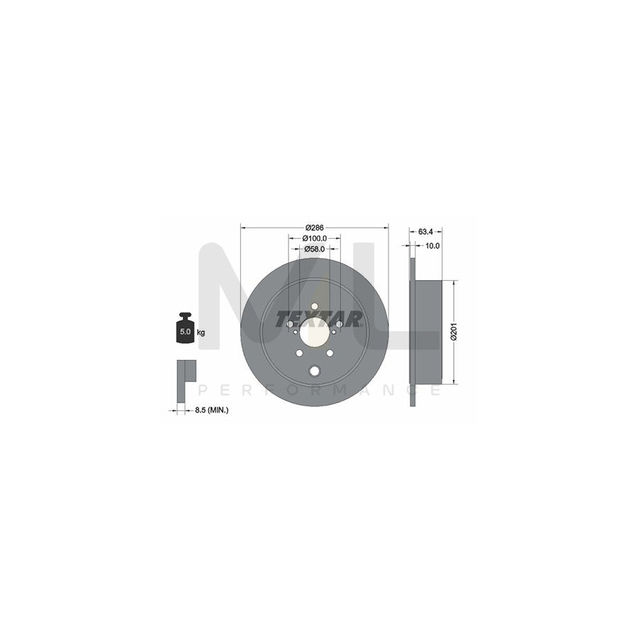 TEXTAR 92200000 Brake Disc Solid, without wheel hub, without wheel studs | ML Performance Car Parts